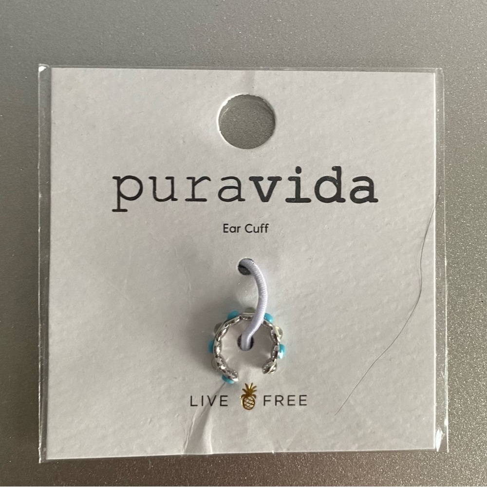 Pura vida blue and silver ear cuff